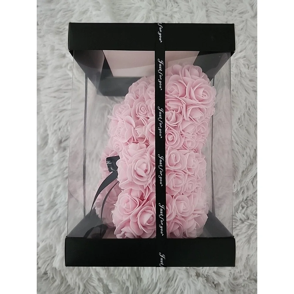 Pink Rose Teddy Bear Women Gifts For Valentines Day Birthday Anniversary‎ W/ Box